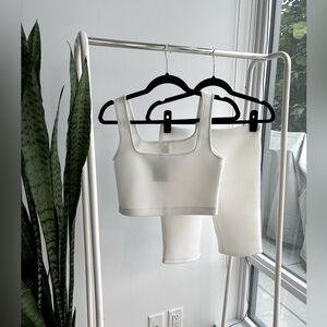 NWT - MAY PINK  |  White Cropped Tank Top and Biker Short Set Size…